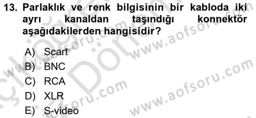 Kamera Tekniğine Giriş Dersi Ara Sınavı Deneme Sınav Soruları 13. Soru