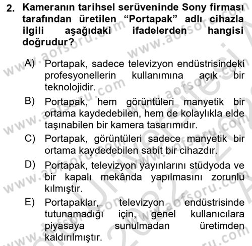 Kamera Tekniğine Giriş Dersi 2022 - 2023 Yılı (Vize) Ara Sınav Soruları 2. Soru