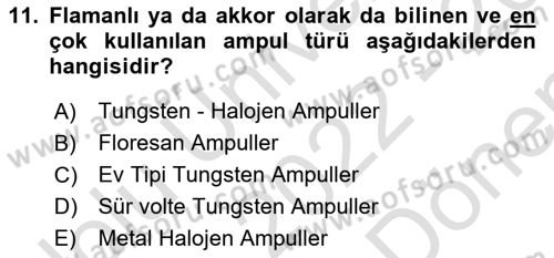 Kamera Tekniğine Giriş Dersi 2022 - 2023 Yılı (Final) Dönem Sonu Sınav Soruları 11. Soru