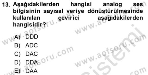 Kamera Tekniğine Giriş Dersi 2022 - 2023 Yılı (Final) Dönem Sonu Sınav Soruları 13. Soru
