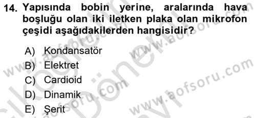 Kamera Tekniğine Giriş Dersi 2022 - 2023 Yılı (Final) Dönem Sonu Sınav Soruları 14. Soru