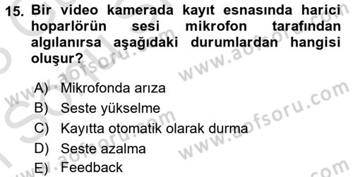 Kamera Tekniğine Giriş Dersi 2022 - 2023 Yılı (Final) Dönem Sonu Sınav Soruları 15. Soru