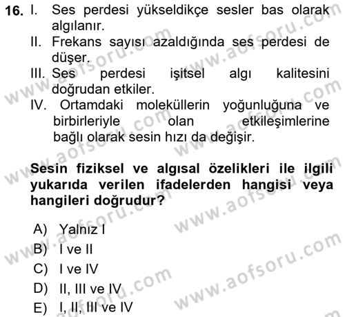 Kamera Tekniğine Giriş Dersi 2022 - 2023 Yılı (Final) Dönem Sonu Sınav Soruları 16. Soru