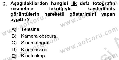 Kamera Tekniğine Giriş Dersi 2022 - 2023 Yılı (Final) Dönem Sonu Sınav Soruları 2. Soru