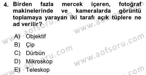 Kamera Tekniğine Giriş Dersi 2022 - 2023 Yılı (Final) Dönem Sonu Sınav Soruları 4. Soru