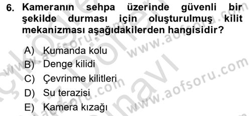 Kamera Tekniğine Giriş Dersi 2022 - 2023 Yılı (Final) Dönem Sonu Sınav Soruları 6. Soru