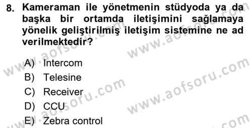 Kamera Tekniğine Giriş Dersi 2022 - 2023 Yılı (Final) Dönem Sonu Sınav Soruları 8. Soru