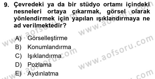 Kamera Tekniğine Giriş Dersi 2022 - 2023 Yılı (Final) Dönem Sonu Sınav Soruları 9. Soru