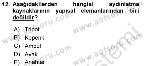 Kamera Tekniğine Giriş Dersi 2022 - 2023 Yılı Yaz Okulu Sınav Soruları 12. Soru