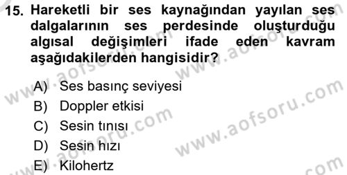 Kamera Tekniğine Giriş Dersi 2022 - 2023 Yılı Yaz Okulu Sınav Soruları 15. Soru