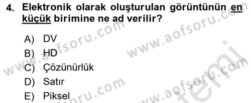 Kamera Tekniğine Giriş Dersi 2022 - 2023 Yılı Yaz Okulu Sınav Soruları 4. Soru