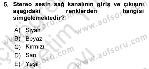 Kamera Tekniğine Giriş Dersi 2022 - 2023 Yılı Yaz Okulu Sınav Soruları 5. Soru