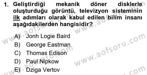 Kamera Tekniğine Giriş Dersi Ara Sınavı Deneme Sınav Soruları 1. Soru