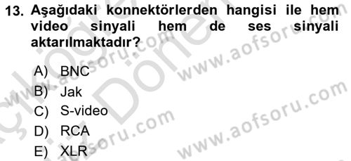 Kamera Tekniğine Giriş Dersi 2023 - 2024 Yılı (Vize) Ara Sınav Soruları 13. Soru