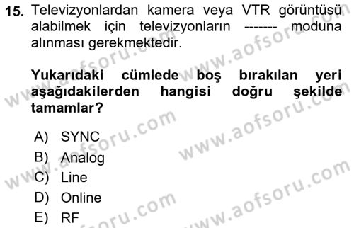 Kamera Tekniğine Giriş Dersi 2023 - 2024 Yılı (Vize) Ara Sınav Soruları 15. Soru