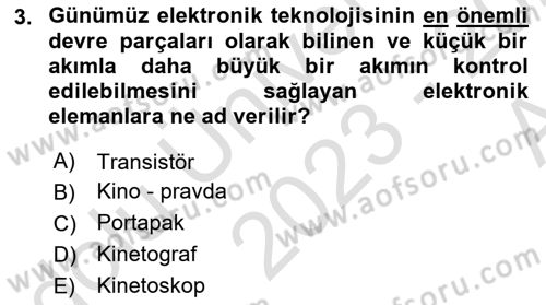Kamera Tekniğine Giriş Dersi Ara Sınavı Deneme Sınav Soruları 3. Soru