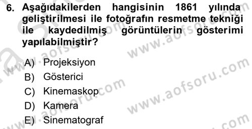 Kamera Tekniğine Giriş Dersi 2023 - 2024 Yılı (Vize) Ara Sınav Soruları 6. Soru