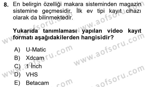 Kamera Tekniğine Giriş Dersi 2023 - 2024 Yılı (Vize) Ara Sınav Soruları 8. Soru
