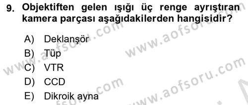 Kamera Tekniğine Giriş Dersi Ara Sınavı Deneme Sınav Soruları 9. Soru