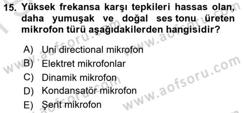 Kamera Tekniğine Giriş Dersi 2023 - 2024 Yılı (Final) Dönem Sonu Sınav Soruları 15. Soru