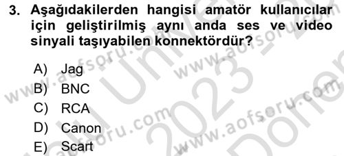 Kamera Tekniğine Giriş Dersi 2023 - 2024 Yılı (Final) Dönem Sonu Sınav Soruları 3. Soru