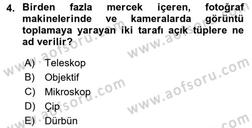 Kamera Tekniğine Giriş Dersi 2023 - 2024 Yılı (Final) Dönem Sonu Sınav Soruları 4. Soru