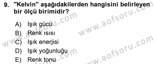 Kamera Tekniğine Giriş Dersi 2023 - 2024 Yılı (Final) Dönem Sonu Sınav Soruları 9. Soru