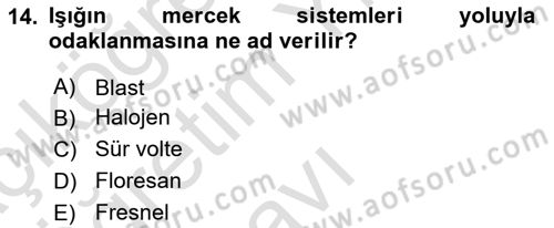 Kamera Tekniğine Giriş Dersi 2023 - 2024 Yılı Yaz Okulu Sınav Soruları 14. Soru