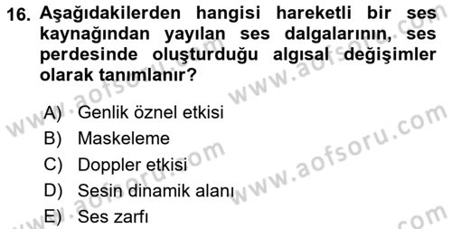 Kamera Tekniğine Giriş Dersi 2023 - 2024 Yılı Yaz Okulu Sınav Soruları 16. Soru