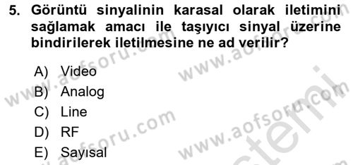 Kamera Tekniğine Giriş Dersi 2023 - 2024 Yılı Yaz Okulu Sınav Soruları 5. Soru