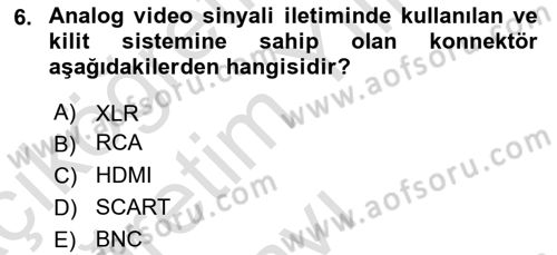 Kamera Tekniğine Giriş Dersi 2023 - 2024 Yılı Yaz Okulu Sınav Soruları 6. Soru