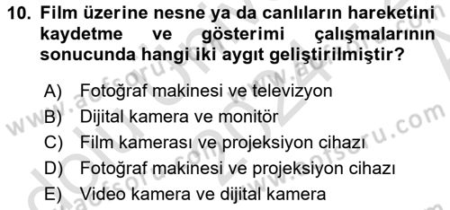 Kamera Tekniğine Giriş Dersi 2024 - 2025 Yılı (Vize) Ara Sınav Soruları 10. Soru