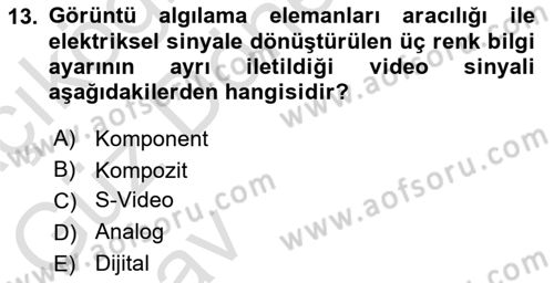 Kamera Tekniğine Giriş Dersi Ara Sınavı Deneme Sınav Soruları 13. Soru
