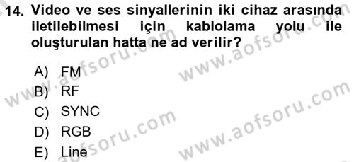 Kamera Tekniğine Giriş Dersi 2024 - 2025 Yılı (Vize) Ara Sınav Soruları 14. Soru