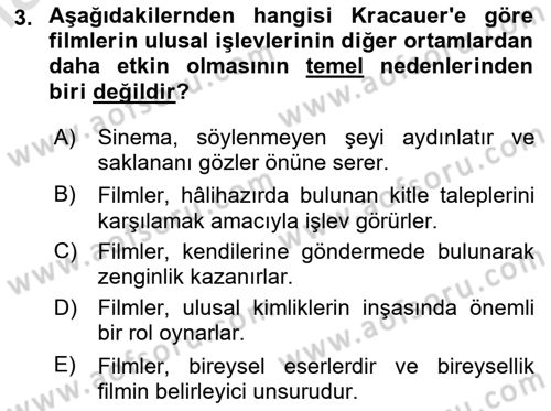 Kamera Tekniğine Giriş Dersi Ara Sınavı Deneme Sınav Soruları 3. Soru