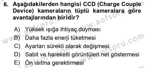 Kamera Tekniğine Giriş Dersi Ara Sınavı Deneme Sınav Soruları 6. Soru