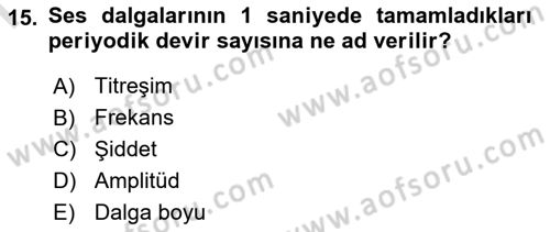 Kamera Tekniğine Giriş Dersi 2025 - 2026 Yılı (Final) Dönem Sonu Sınav Soruları 15. Soru