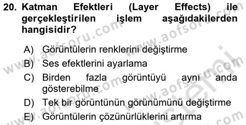 Kamera Tekniğine Giriş Dersi 2025 - 2026 Yılı (Final) Dönem Sonu Sınav Soruları 20. Soru