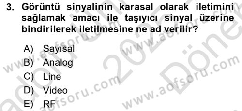 Kamera Tekniğine Giriş Dersi 2025 - 2026 Yılı (Final) Dönem Sonu Sınav Soruları 3. Soru
