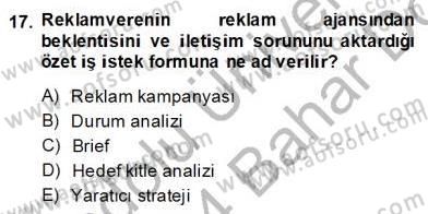 Fotoğraf ve Video Proje Geliştirme Dersi 2013 - 2014 Yılı (Final) Dönem Sonu Sınav Soruları 17. Soru