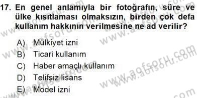 Fotoğraf ve Video Proje Geliştirme Dersi 2015 - 2016 Yılı (Vize) Ara Sınav Soruları 17. Soru
