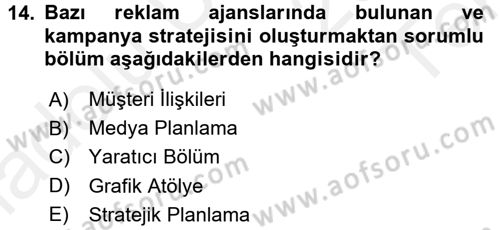 Fotoğraf ve Video Proje Geliştirme Dersi 2015 - 2016 Yılı Tek Ders Sınav Soruları 14. Soru