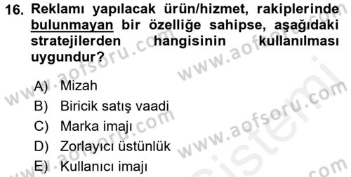 Fotoğraf ve Video Proje Geliştirme Dersi 2015 - 2016 Yılı Tek Ders Sınav Soruları 16. Soru