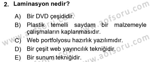 Fotoğraf ve Video Proje Geliştirme Dersi 2015 - 2016 Yılı Tek Ders Sınav Soruları 2. Soru