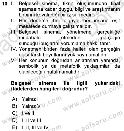 Fotoğraf ve Video Proje Geliştirme Dersi 2016 - 2017 Yılı (Final) Dönem Sonu Sınav Soruları 10. Soru