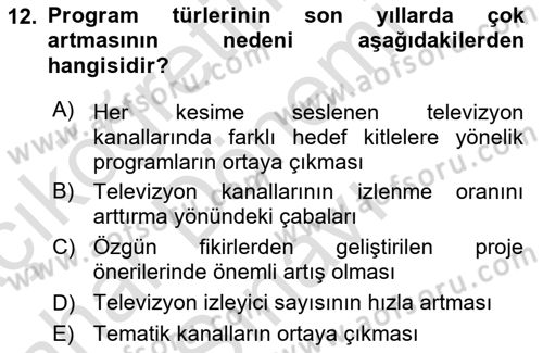 Fotoğraf ve Video Proje Geliştirme Dersi 2016 - 2017 Yılı (Final) Dönem Sonu Sınav Soruları 12. Soru