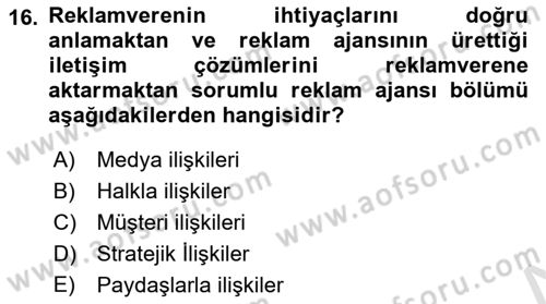 Fotoğraf ve Video Proje Geliştirme Dersi 2016 - 2017 Yılı (Final) Dönem Sonu Sınav Soruları 16. Soru