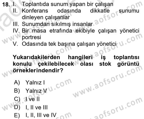 Fotoğraf ve Video Proje Geliştirme Dersi 2016 - 2017 Yılı (Final) Dönem Sonu Sınav Soruları 18. Soru