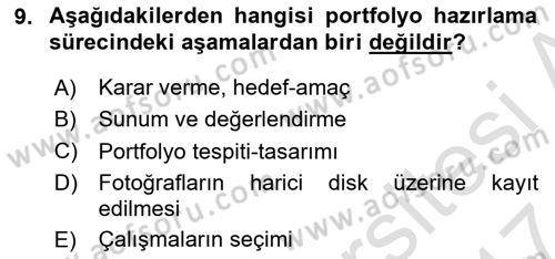 Fotoğraf ve Video Proje Geliştirme Dersi 2016 - 2017 Yılı (Final) Dönem Sonu Sınav Soruları 9. Soru