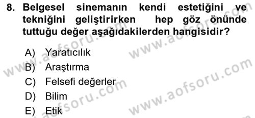 Fotoğraf ve Video Proje Geliştirme Dersi 2017 - 2018 Yılı (Final) Dönem Sonu Sınav Soruları 8. Soru